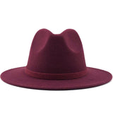 Wide Brim Wool Felt Jazz Fedora Hats - Biwav