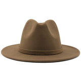 Wide Brim Wool Felt Jazz Fedora Hats - Biwav