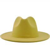 Wide Brim Wool Felt Jazz Fedora Hats - Biwav