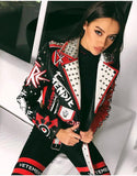 Women cartoon Print Jacket Turn-down collar Punk Rock