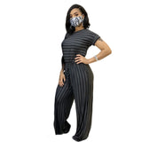 Plus Size Women Casual Loose Stripe Jumpsuit