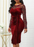 Casual Plus Size Slim Velvet Office Pencil Dress