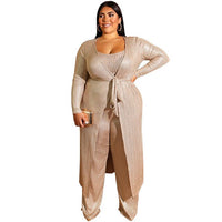 New Plus Size Women Set Gold Lace Up Suit Set