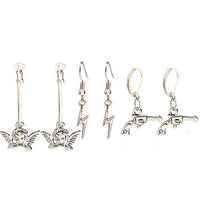 3Pair/Set Punk Skeleton Blade Drop Earrings