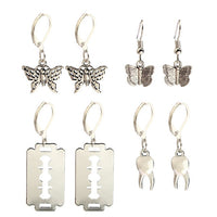 3Pair/Set Punk Skeleton Blade Drop Earrings