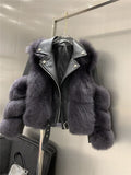 Fox Fur Coats With Genuine Sheepskin Leather