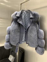 Fox Fur Coats With Genuine Sheepskin Leather