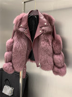 Fox Fur Coats With Genuine Sheepskin Leather