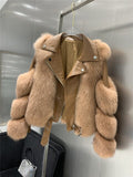 Fox Fur Coats With Genuine Sheepskin Leather