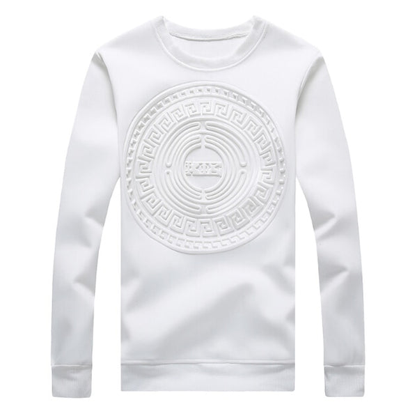 Men's Capless Hoodies Abstract Circular Patterns Pure Color Casual Sweatshirt - Biwav