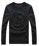 Men's Capless Hoodies Abstract Circular Patterns Pure Color Casual Sweatshirt - Biwav