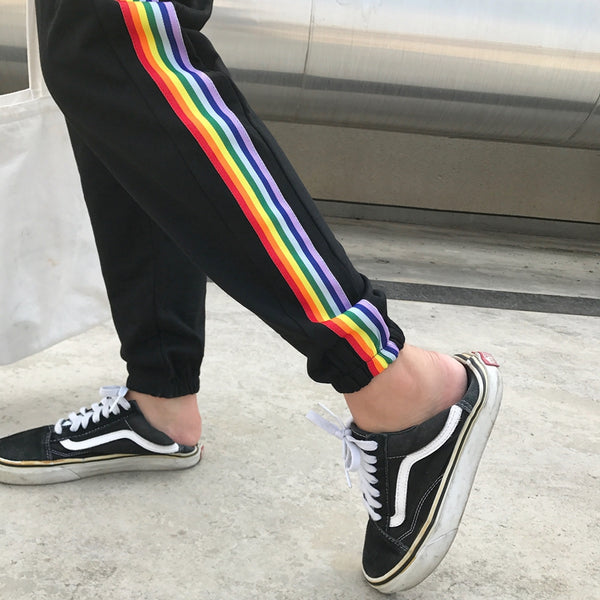 Rainbow Striped Casual Pant Style Street Style Pants - Biwav